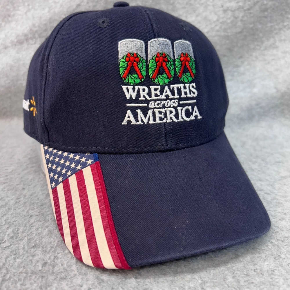 Walmart Wreaths Across America Unisex Blue Outdoor Cap Flag Hat OSFM